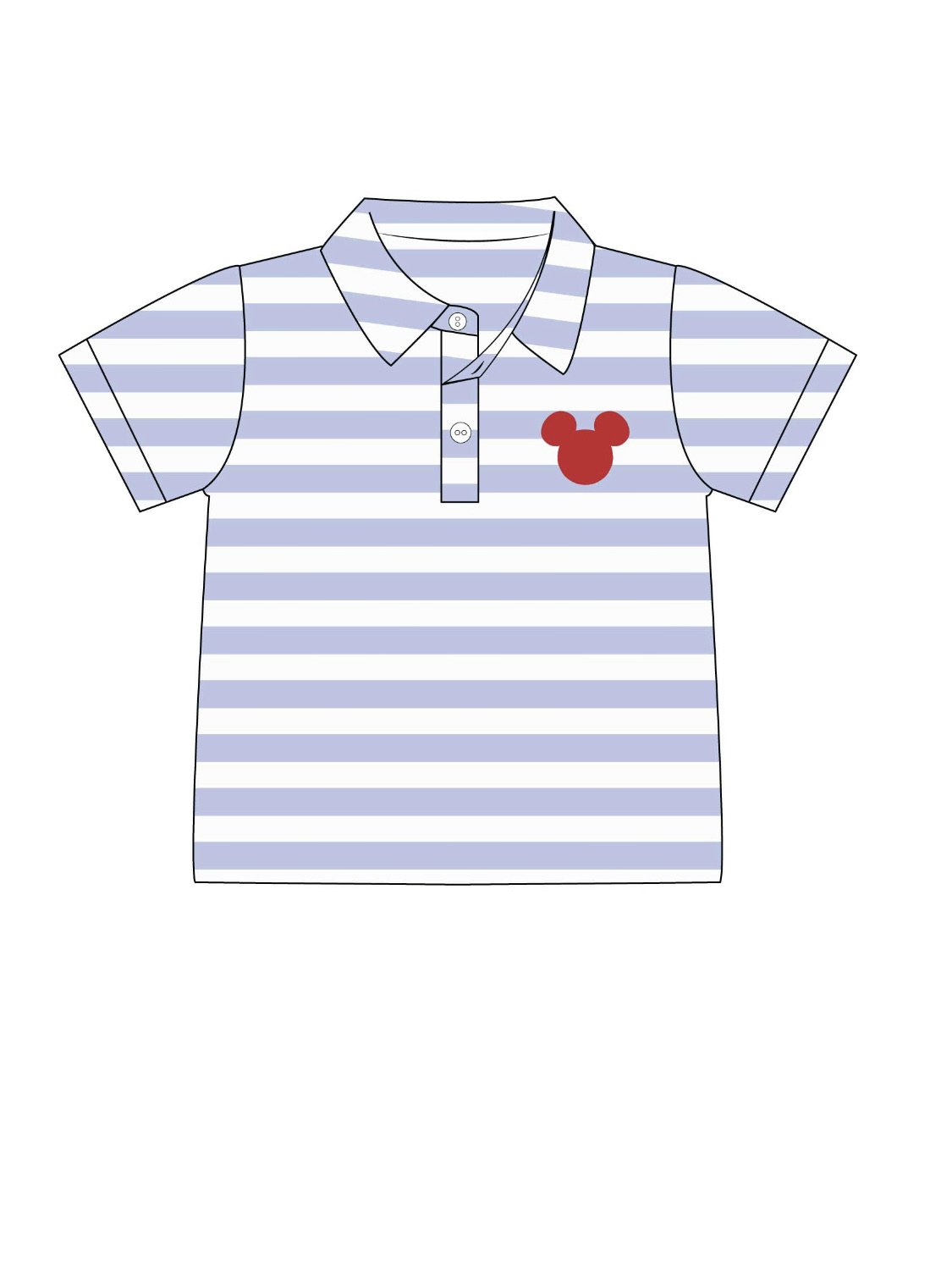 Roy Blue and White stripe polo with Red head