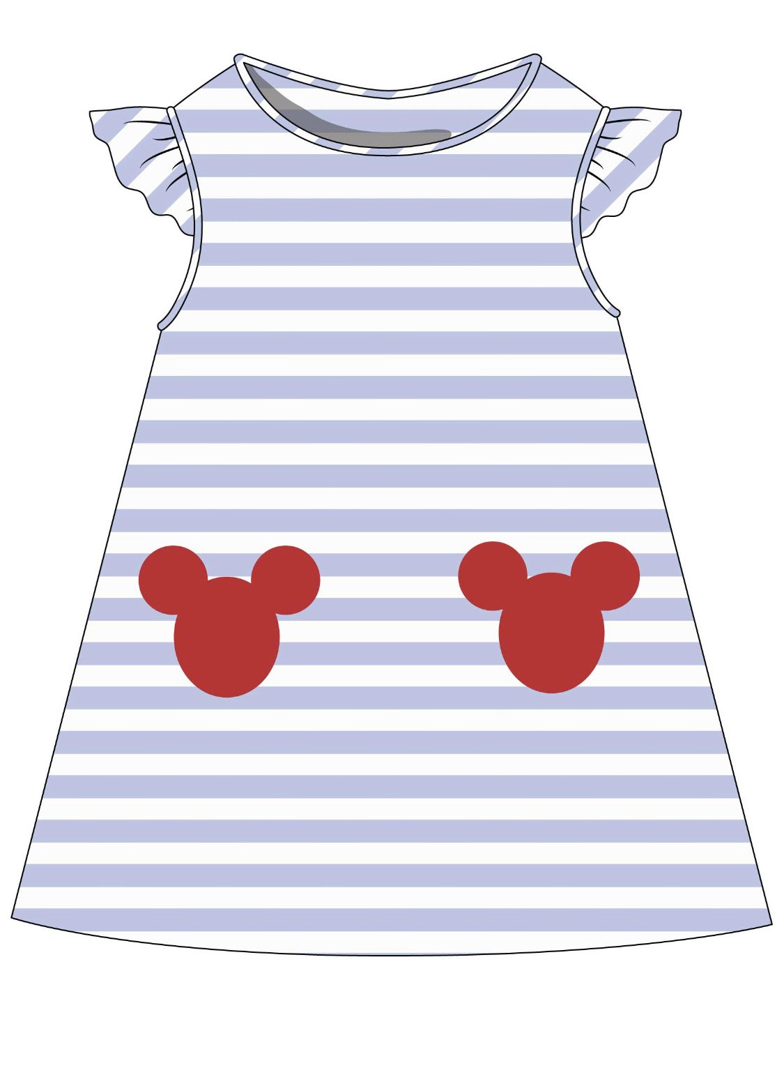 Mae Knit Blue stripe red mouse Dress
